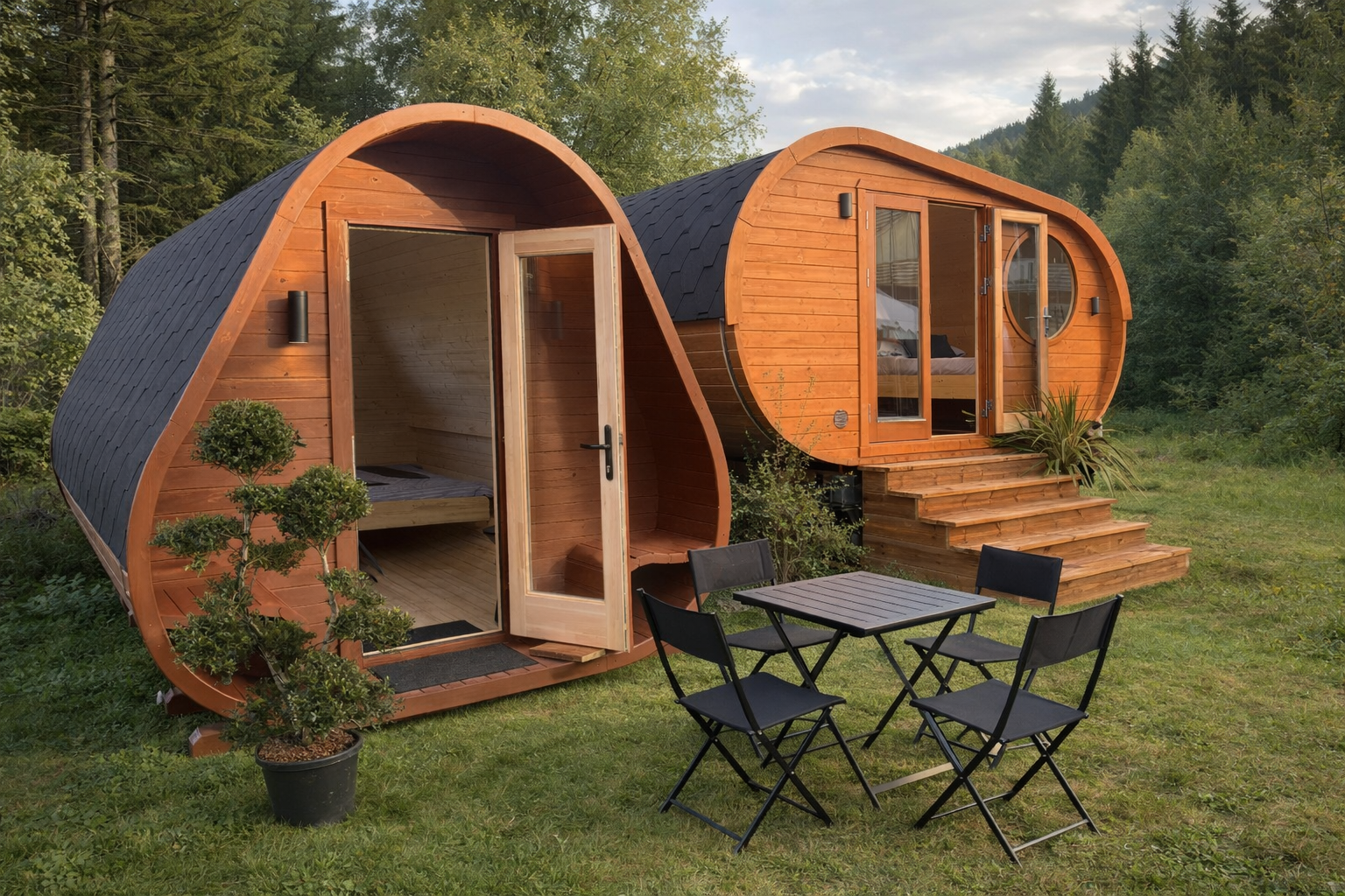 herkus et hobbit cabane randonneurs chez bois nature et détente